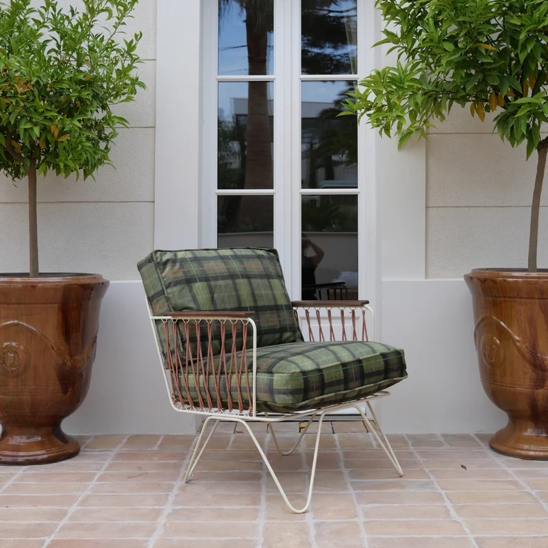 Fauteuil Croisette velours tartan