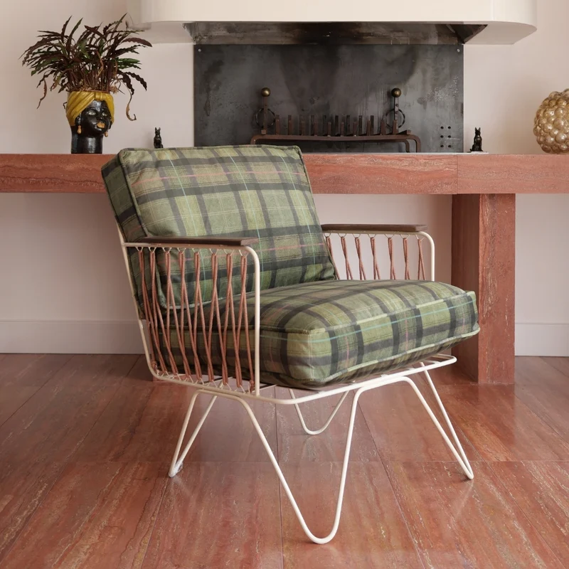 Fauteuil Croisette velours tartan