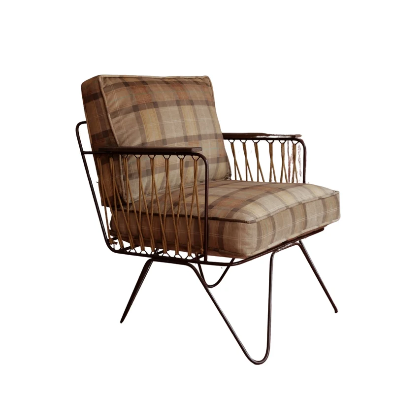 Fauteuil Croisette velours tartan