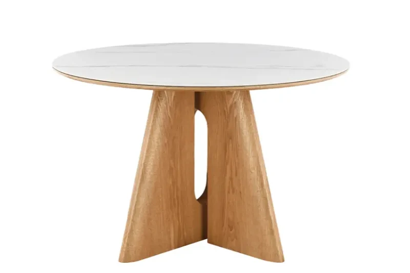 Table de Salle à Manger Ronde en Marbre Blanc DIANA - 120 x 120 cm