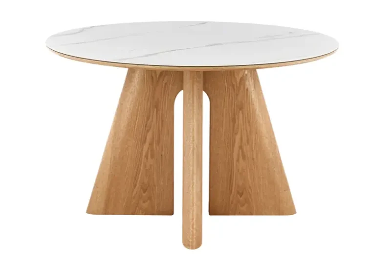 Table de Salle à Manger Ronde en Marbre Blanc DIANA - 120 x 120 cm