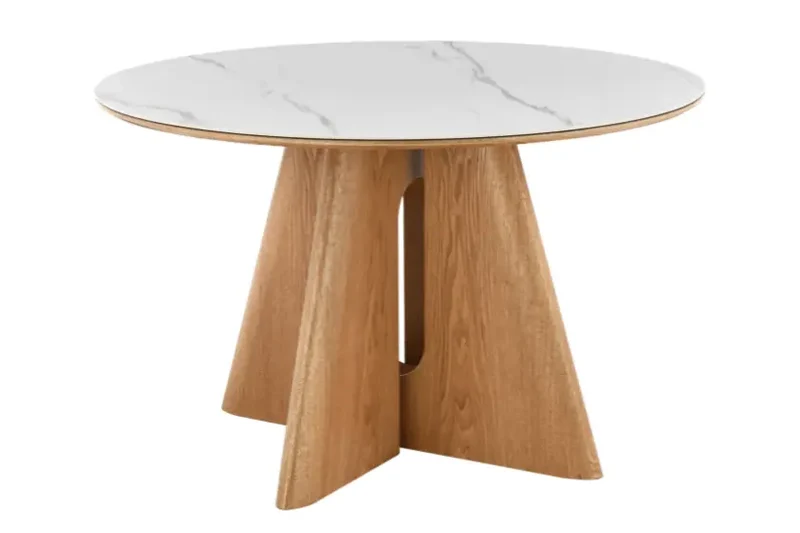 Table de Salle à Manger Ronde en Marbre Blanc DIANA - 120 x 120 cm