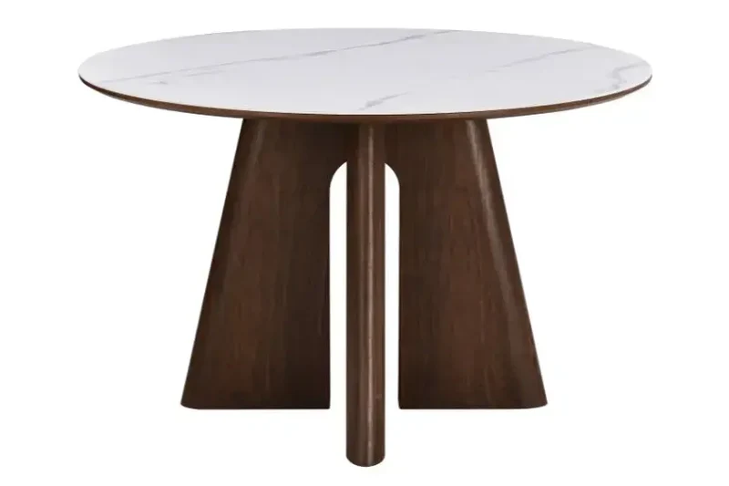 Table de Salle à Manger Ronde en Marbre Blanc DIANA - 120 x 120 cm