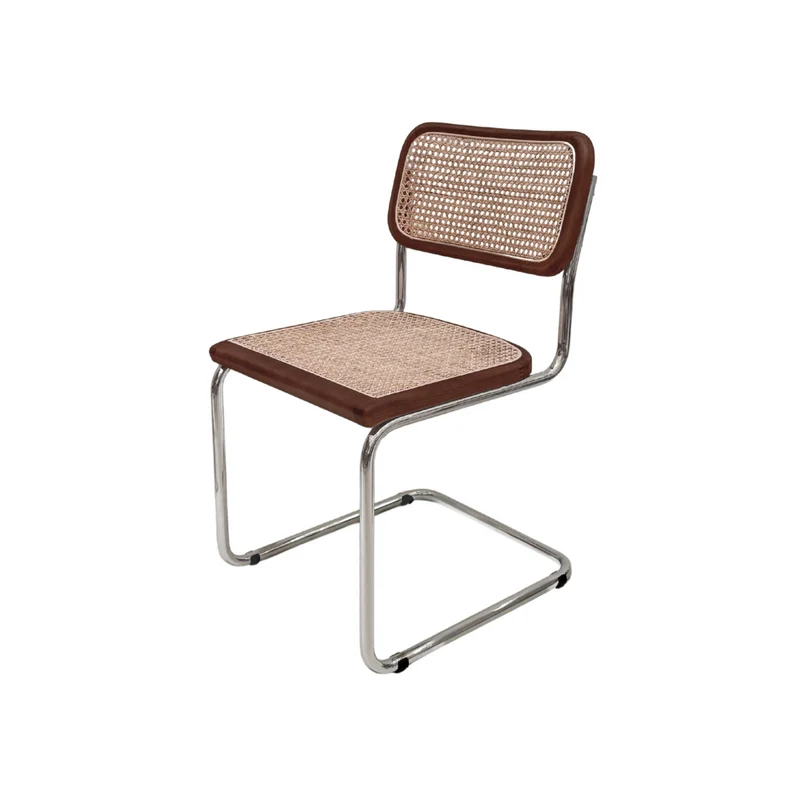 Chaise en rotin naturel - Fumé - Chrome - Balancelle