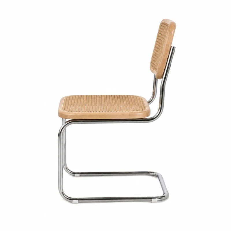 Chaise de salle à manger Swing - Rotin naturel - Chêne/Chrome