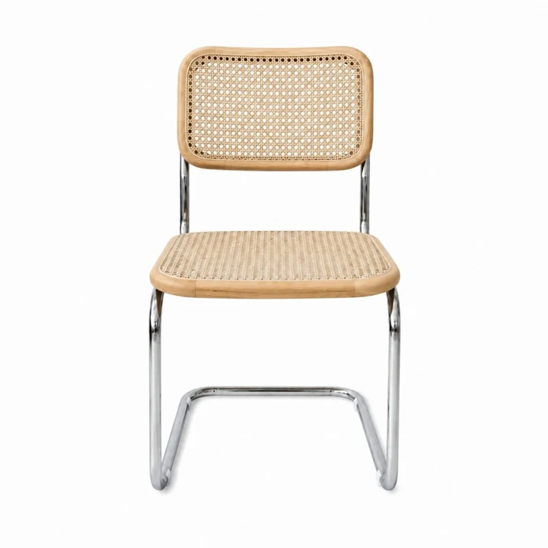 Chaise de salle à manger Swing - Rotin naturel - Chêne/Chrome