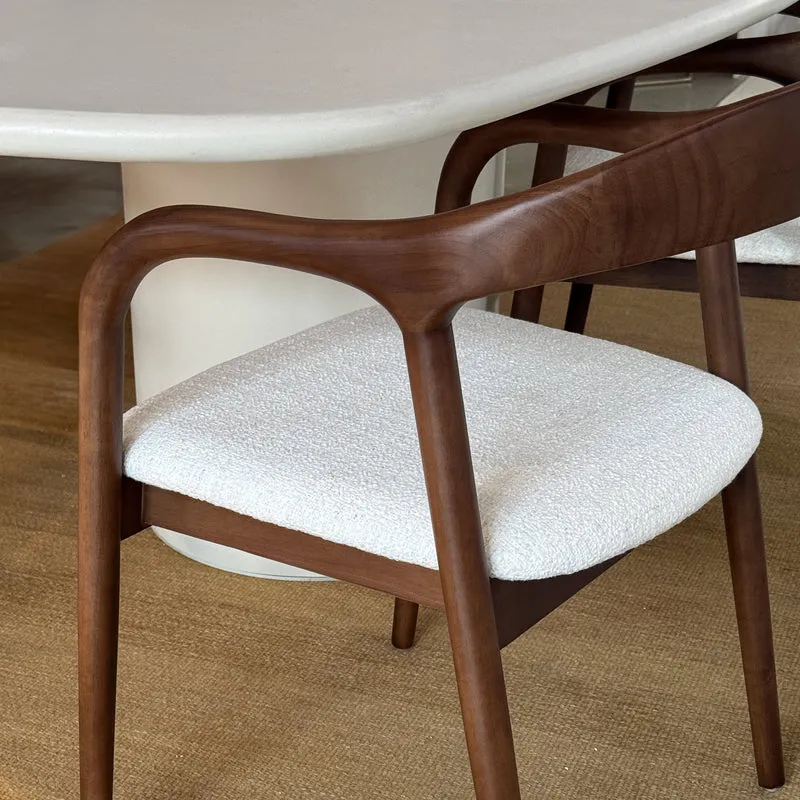 Chaise de salle à manger - Noyer foncé - Muret - Bouclé ivoire - VDF117