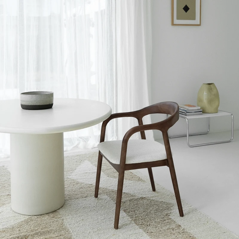 Chaise de salle à manger - Noyer foncé - Muret - Bouclé ivoire - VDF117