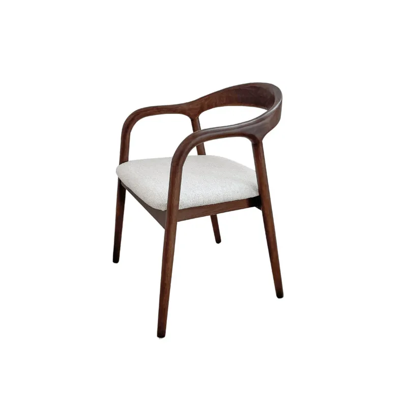 Chaise de salle à manger - Noyer foncé - Muret - Bouclé ivoire - VDF117
