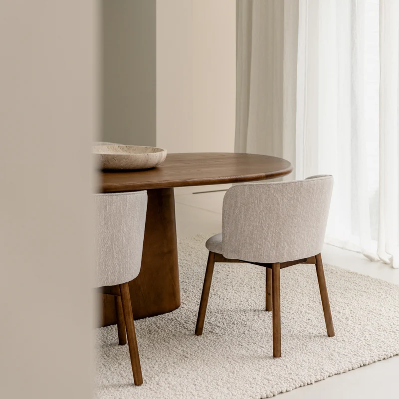 Chaise de salle à manger Celia - Noyer foncé - Tissu Sandstone Spotted