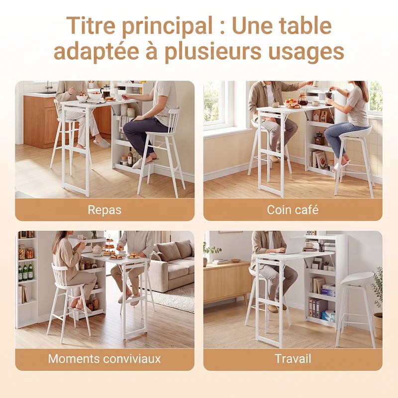 SoBuy FWT115-W Îlot Central de Cuisine à Table Pliante Extensible – Plan de Travail, Rangement – 65,3×199,5×120 cm, Blanc