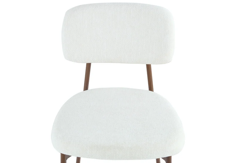 Chaise salle à manger tissu beige pieds noyer - Vika x4