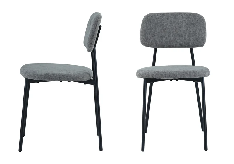 Chaise salle à manger tissu anthracite pieds noirs - Vika x4