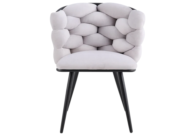 Chaise de table velours gris pieds noirs - Cloud x2