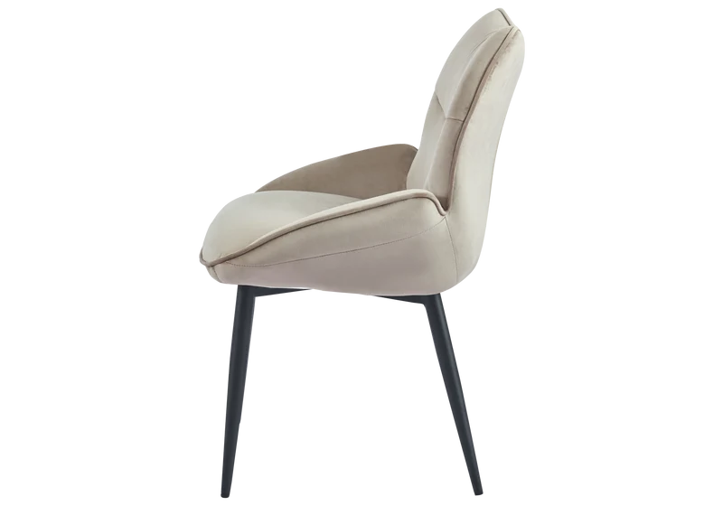 Fauteuil de table velours taupe pieds noirs - Lyon x2
