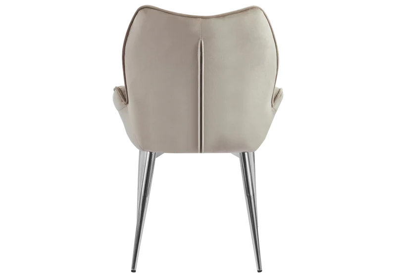 Fauteuil de table velours taupe pieds argentés - Lyon x2