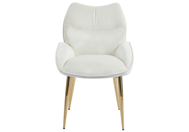 Fauteuil de table velours beige pieds dorés - Lyon x2
