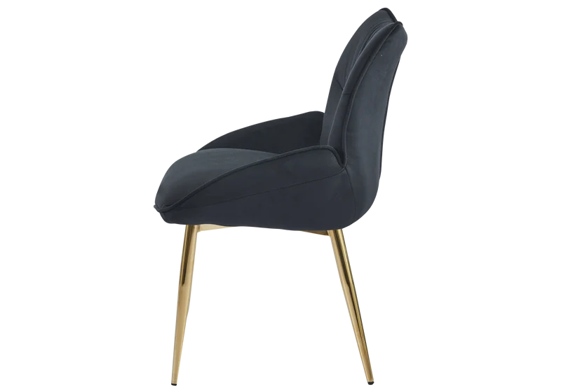 Fauteuil de table velours anthracite pieds dorés - Lyon x2