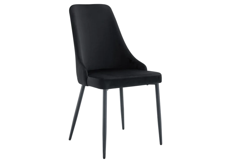 Chaise de table velours noir pieds noirs - Sena x4