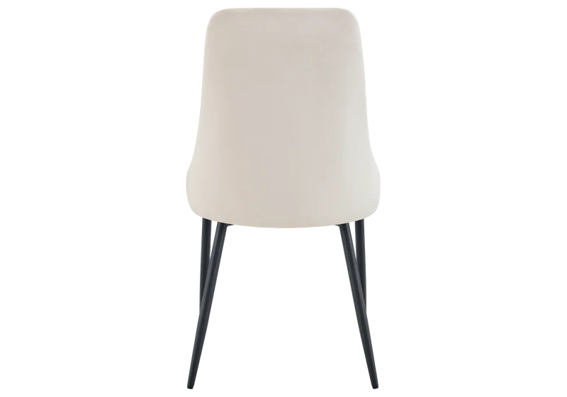 Chaise de table velours beige pieds noirs - Sena x4