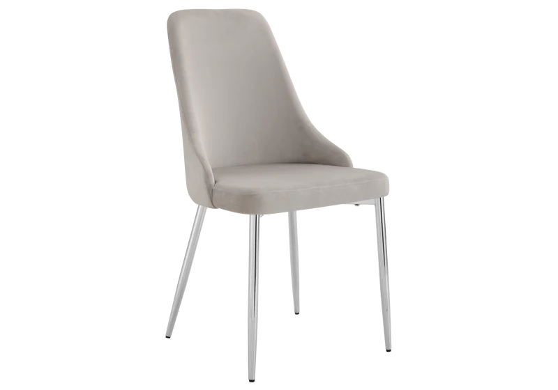 Chaise de table velours taupe pieds argentés - Sena x4