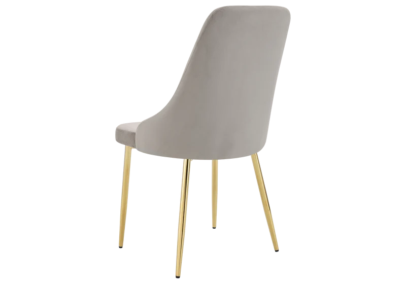 Chaise de table velours taupe pieds dorés - Sena x4