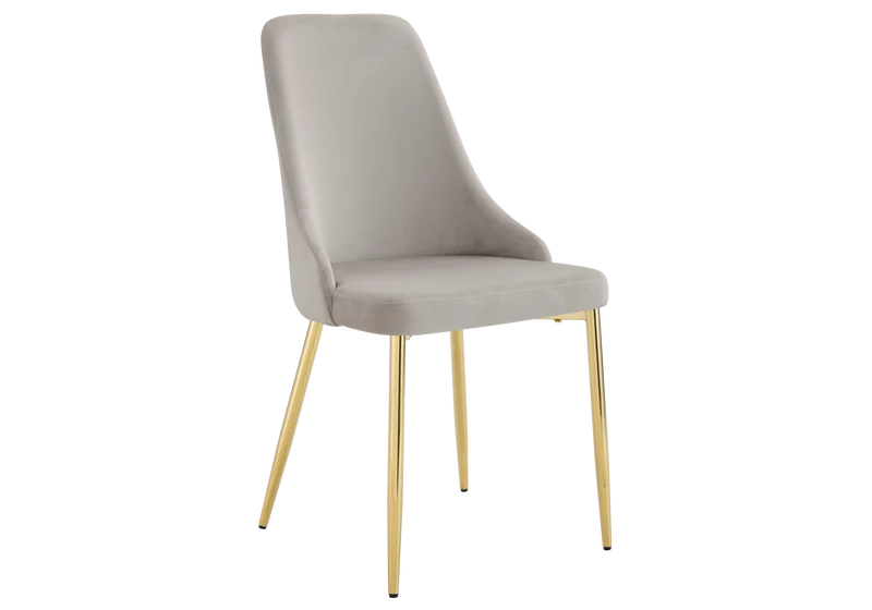 Chaise de table velours taupe pieds dorés - Sena x4