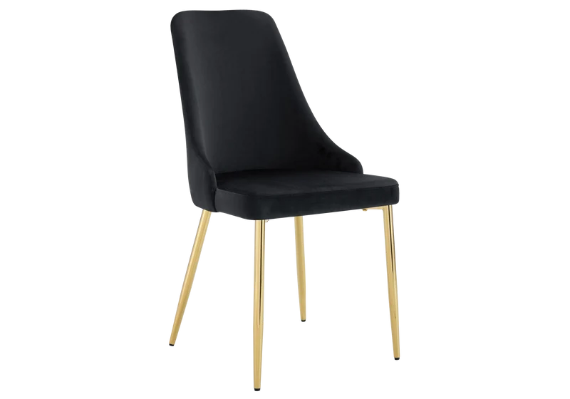 Chaise de table velours noir pieds dorés - Sena x4