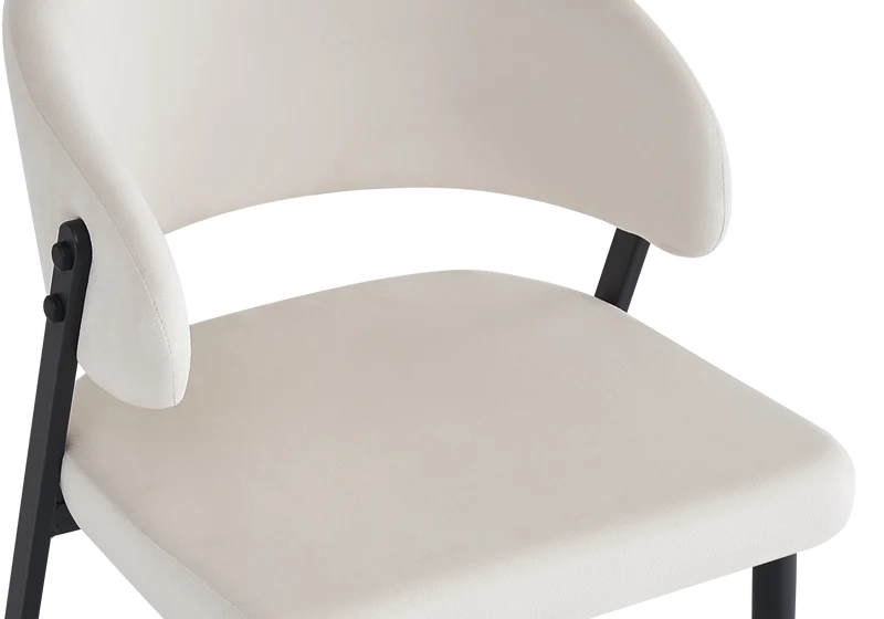Chaise de table velours beige pieds noirs - Alba x4