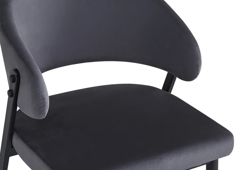 Chaise de table velours anthracite pieds noirs - Alba x4