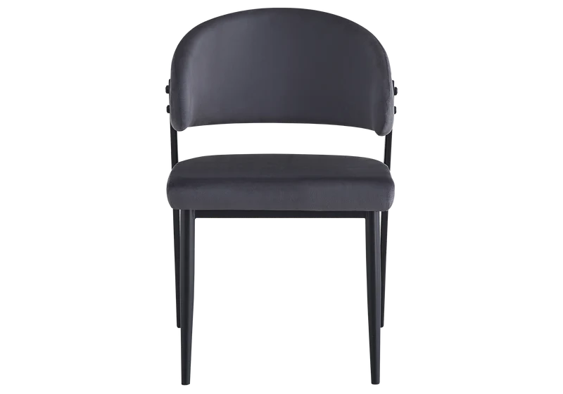 Chaise de table velours anthracite pieds noirs - Alba x4