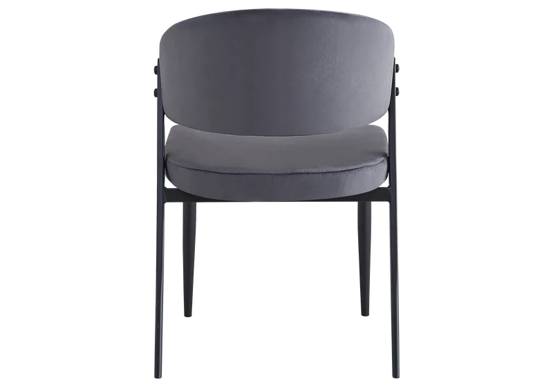 Chaise de table velours anthracite pieds noirs - Alba x4