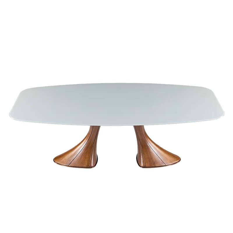 Table de salle à manger rectangulaire avec contour arrondi en verre - Charles