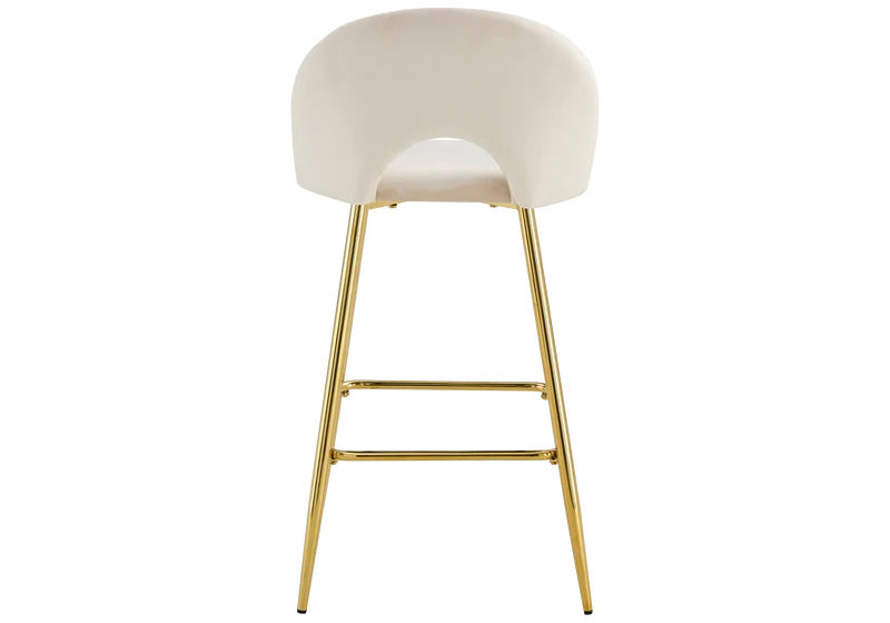 Chaise de bar dossier ouvert en velours beige - Talia x2