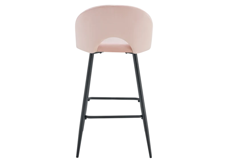 Chaise de bar dossier ouvert en velours rose - Talia x2