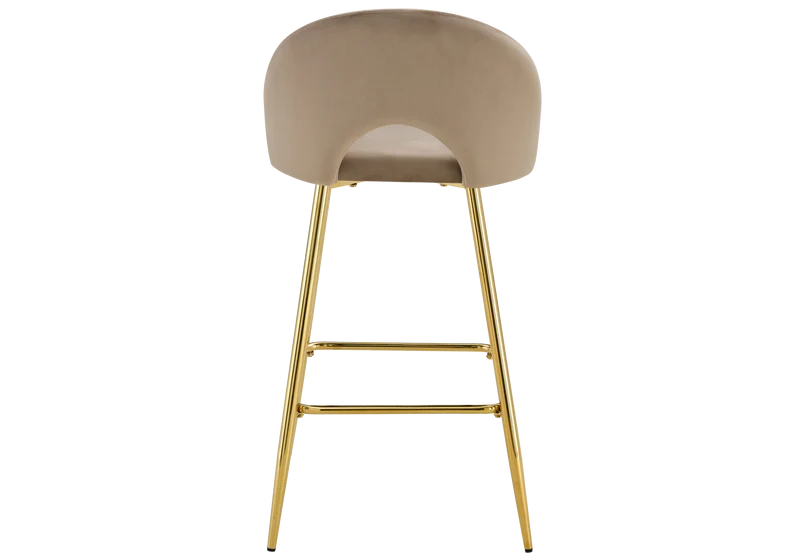 Chaise de bar dossier ouvert en velours taupe - Talia x2