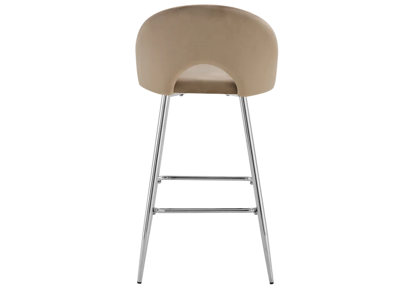 Chaise de bar dossier ouvert en velours taupe - Talia x2