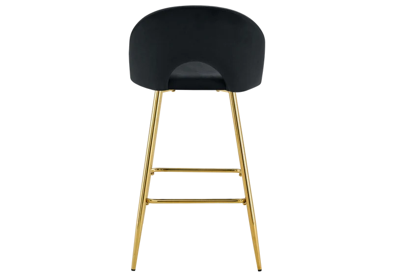 Chaise de bar dossier ouvert en velours noir - Talia x2