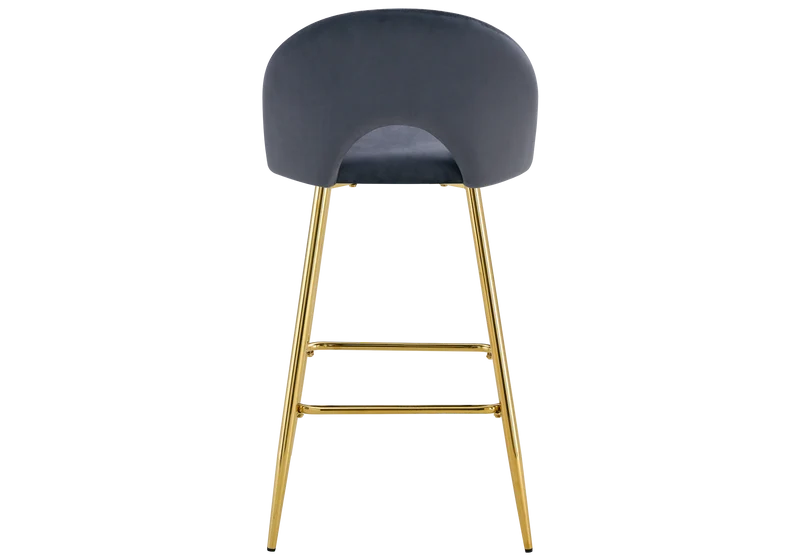 Chaise de bar dossier ouvert en velours anthracite - Talia x2