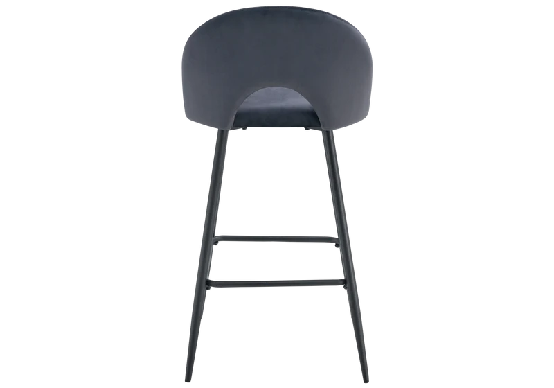 Chaise de bar dossier ouvert en velours anthracite - Talia x2