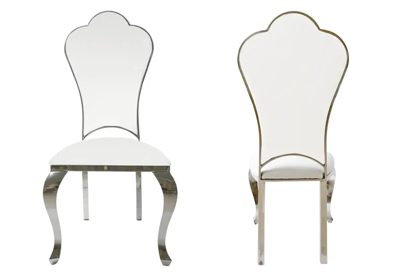Chaises baroques médaillon en simili blanc argenté - Udo x4