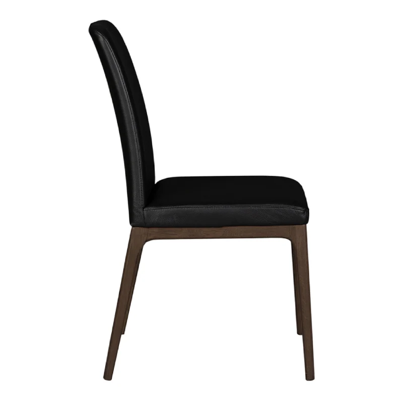 Chaise de salle à manger rembourrée en cuir et bois de chêne teint espresso - Lucia