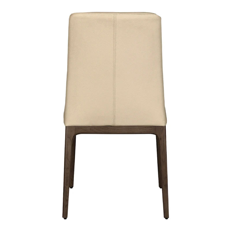 Chaise de salle à manger rembourrée en cuir et bois de chêne teint espresso - Lucia