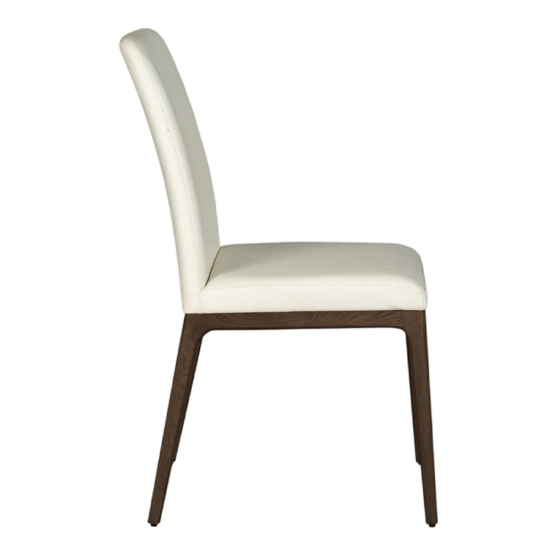 Chaise de salle à manger rembourrée en cuir et bois de chêne teint espresso - Lucia