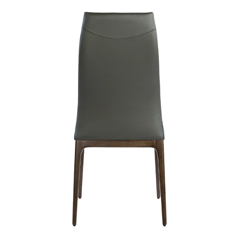 Chaise de salle à manger rembourrée en cuir et bois de chêne teinte espresso - Amy