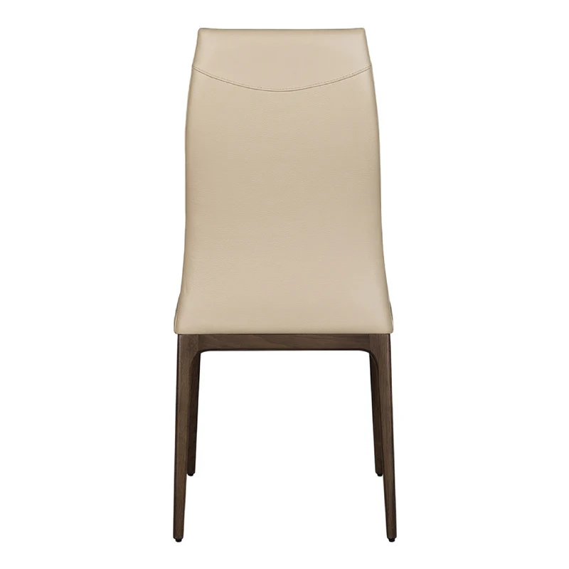 Chaise de salle à manger rembourrée en cuir et bois de chêne teinte espresso - Amy