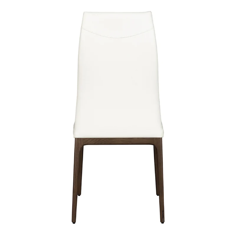 Chaise de salle à manger rembourrée en cuir et bois de chêne teinte espresso - Amy