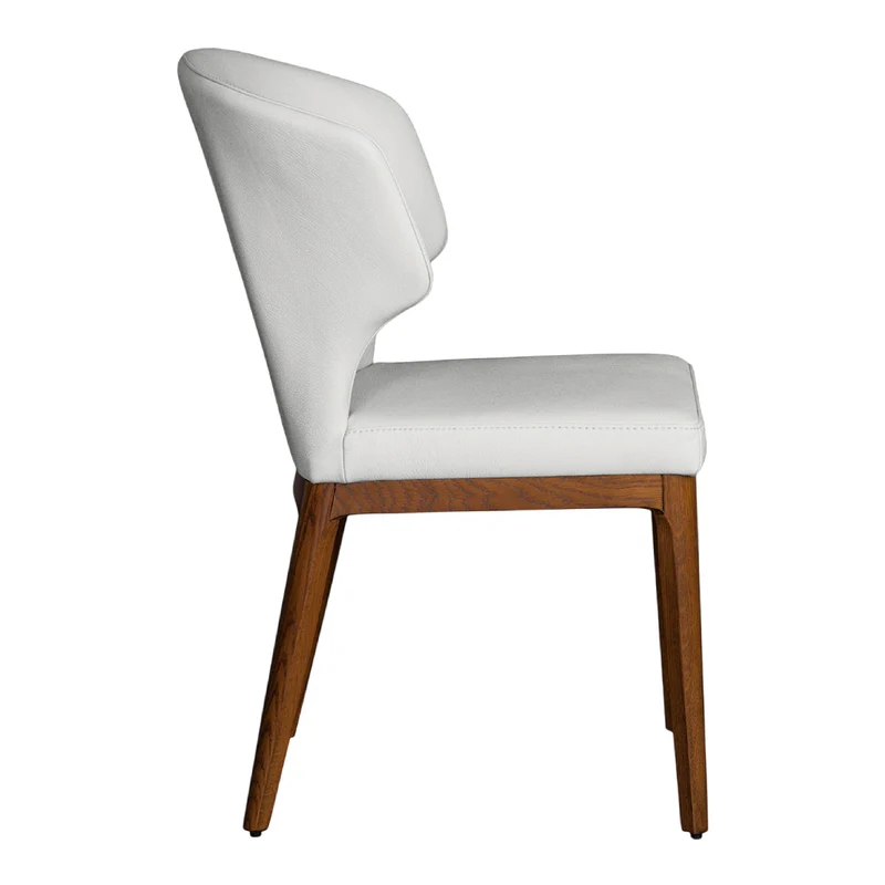 Chaise de salle à manger rembourrée en cuir et bois de chêne teint noyer - Tania