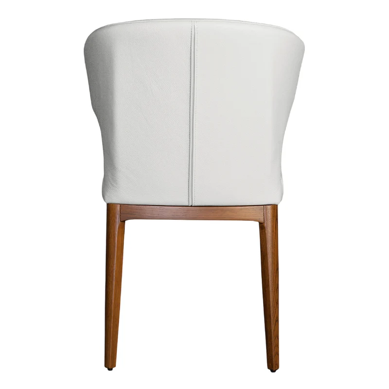Chaise de salle à manger rembourrée en cuir et bois de chêne teint noyer - Tania