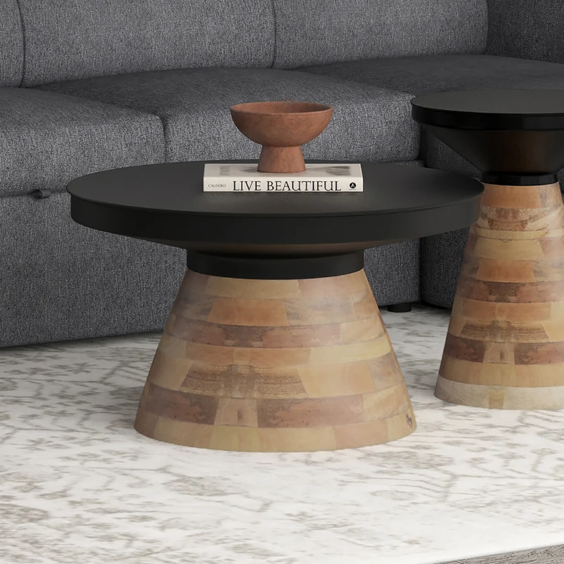 Table basse en fer noir et bois de manguier - Boden